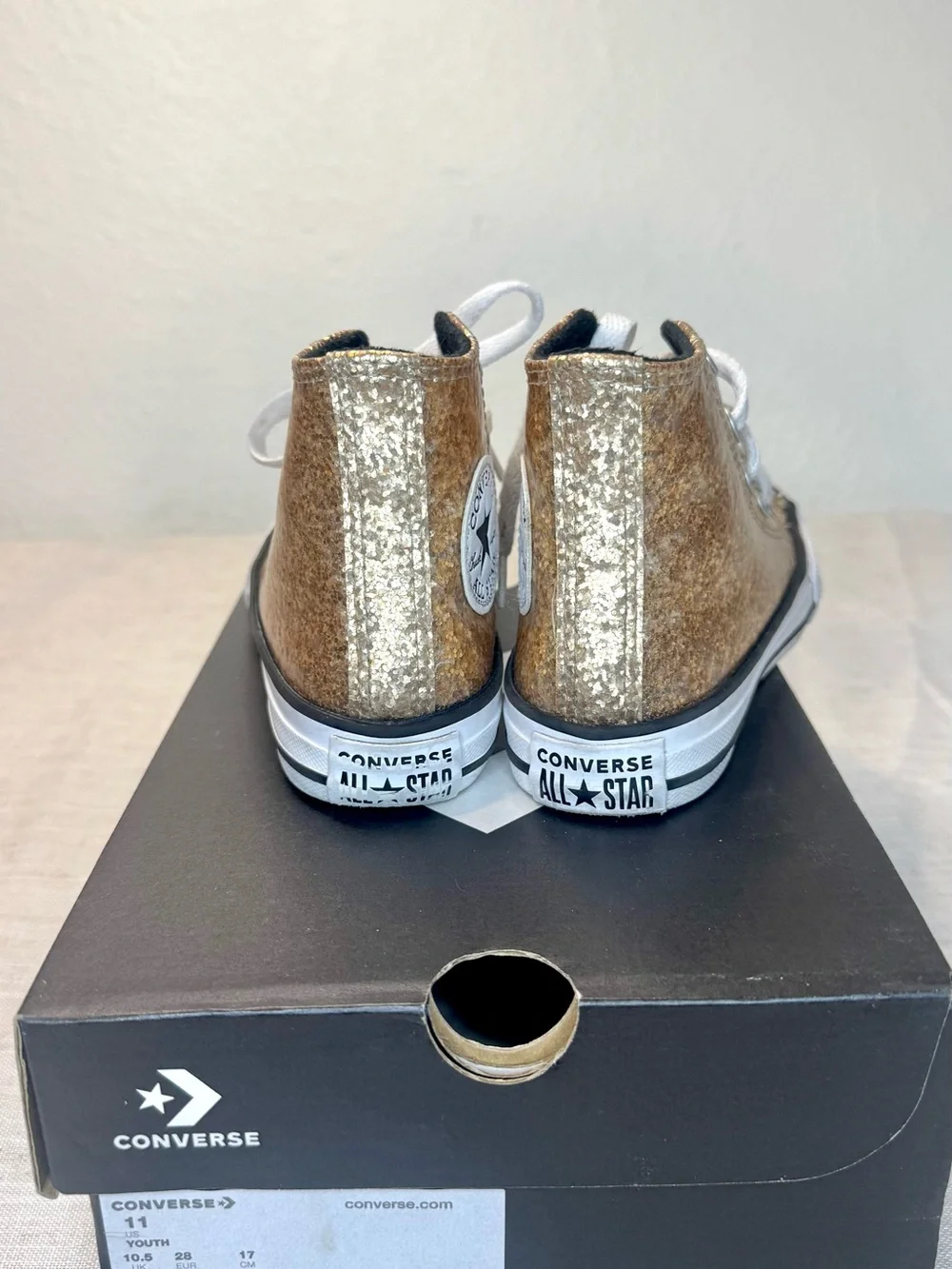 Converse Kids Gold Glitter High Top Sneakers